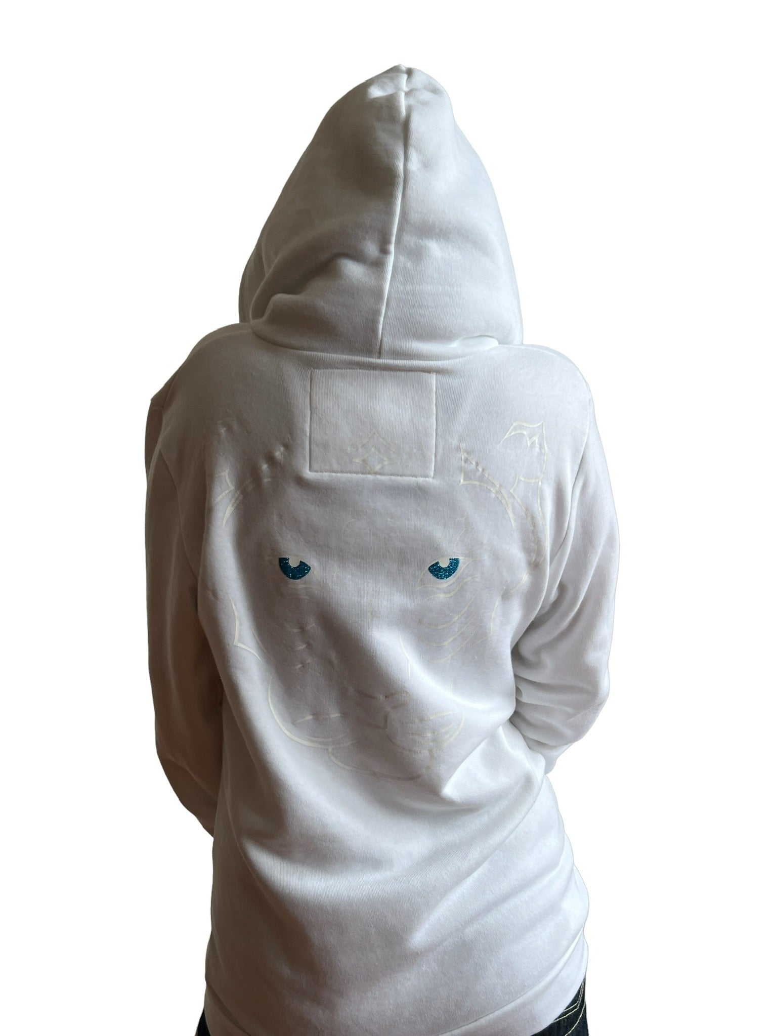 Imperial Tiger Unisex Pullover Hoodie-White/White Puff