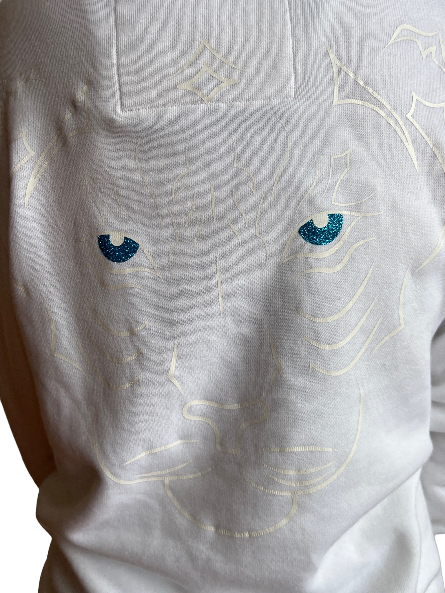 Imperial Tiger Unisex Pullover Hoodie-White/White Puff