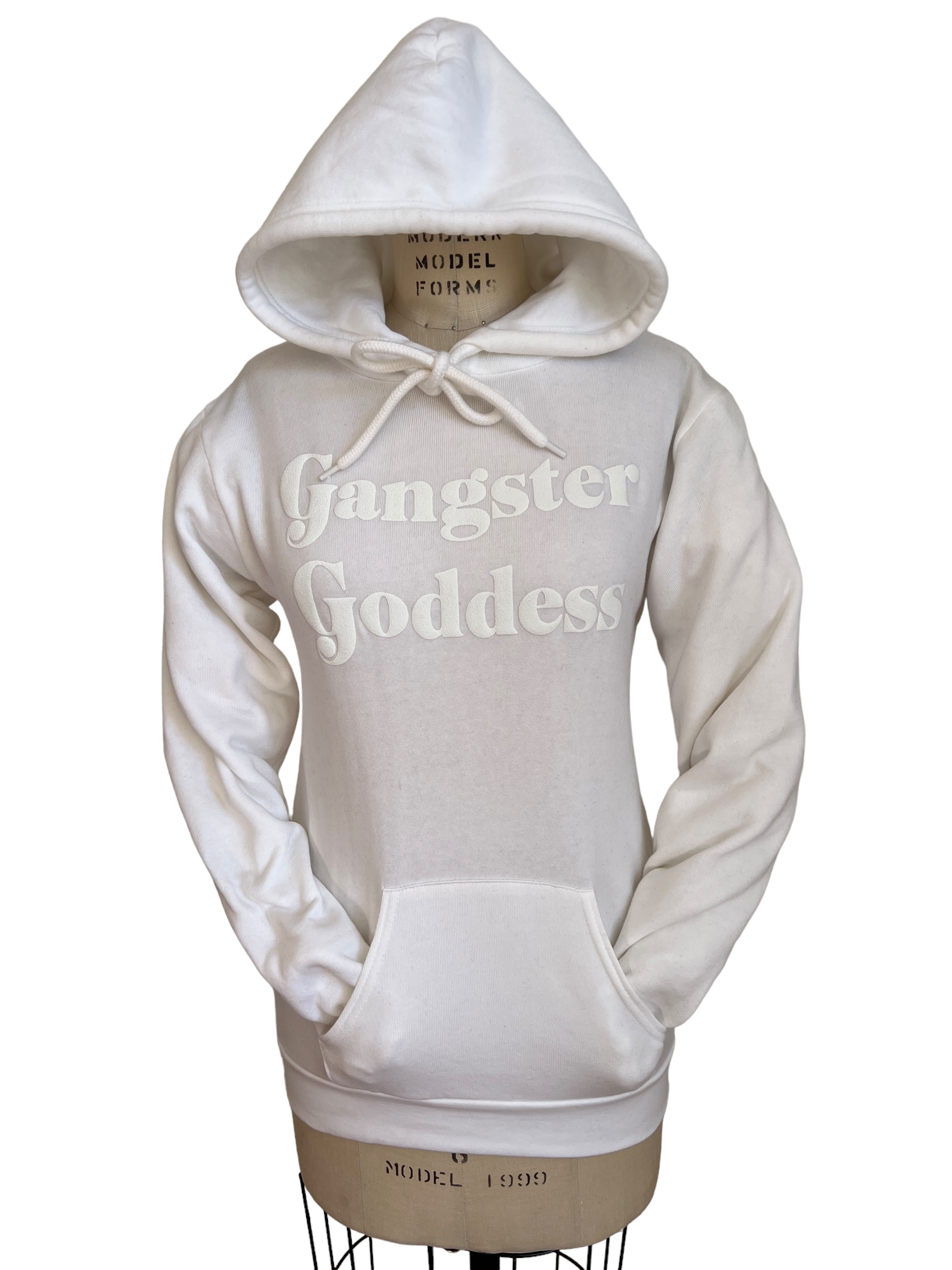 Imperial Tiger Unisex Pullover Hoodie-White/White Puff