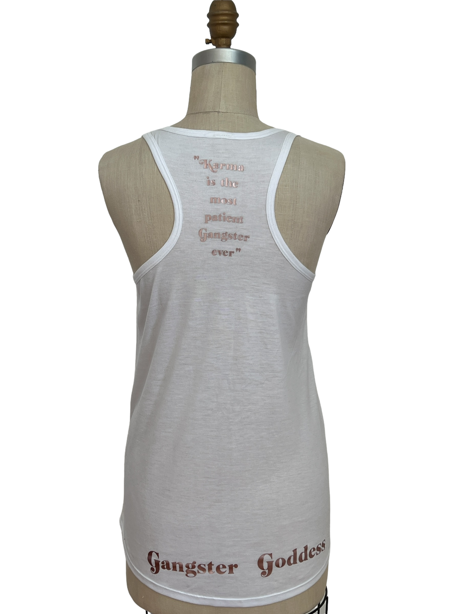 Imperial Tiger Tank Top SSS "Karma is..."-White/Rose Gold Metallic