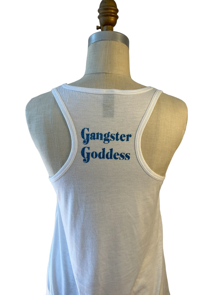 Imperial Tiger Tank Top White/Aqua Glitter