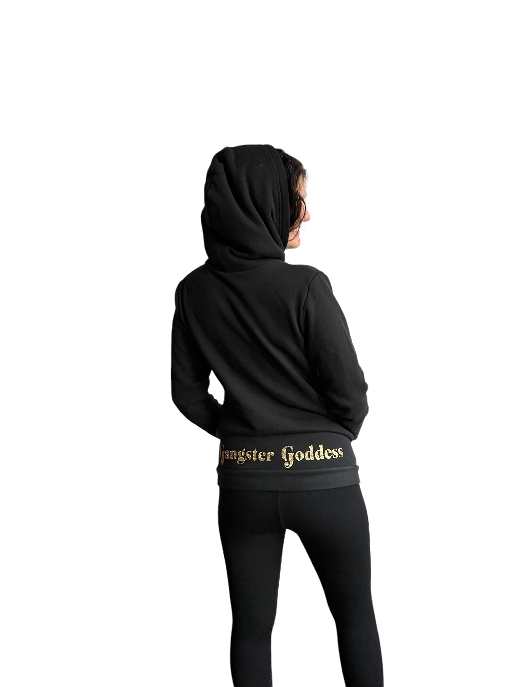 Royal Tiger Unisex Pullover Hoodie-Black/Black&Gold Glitter