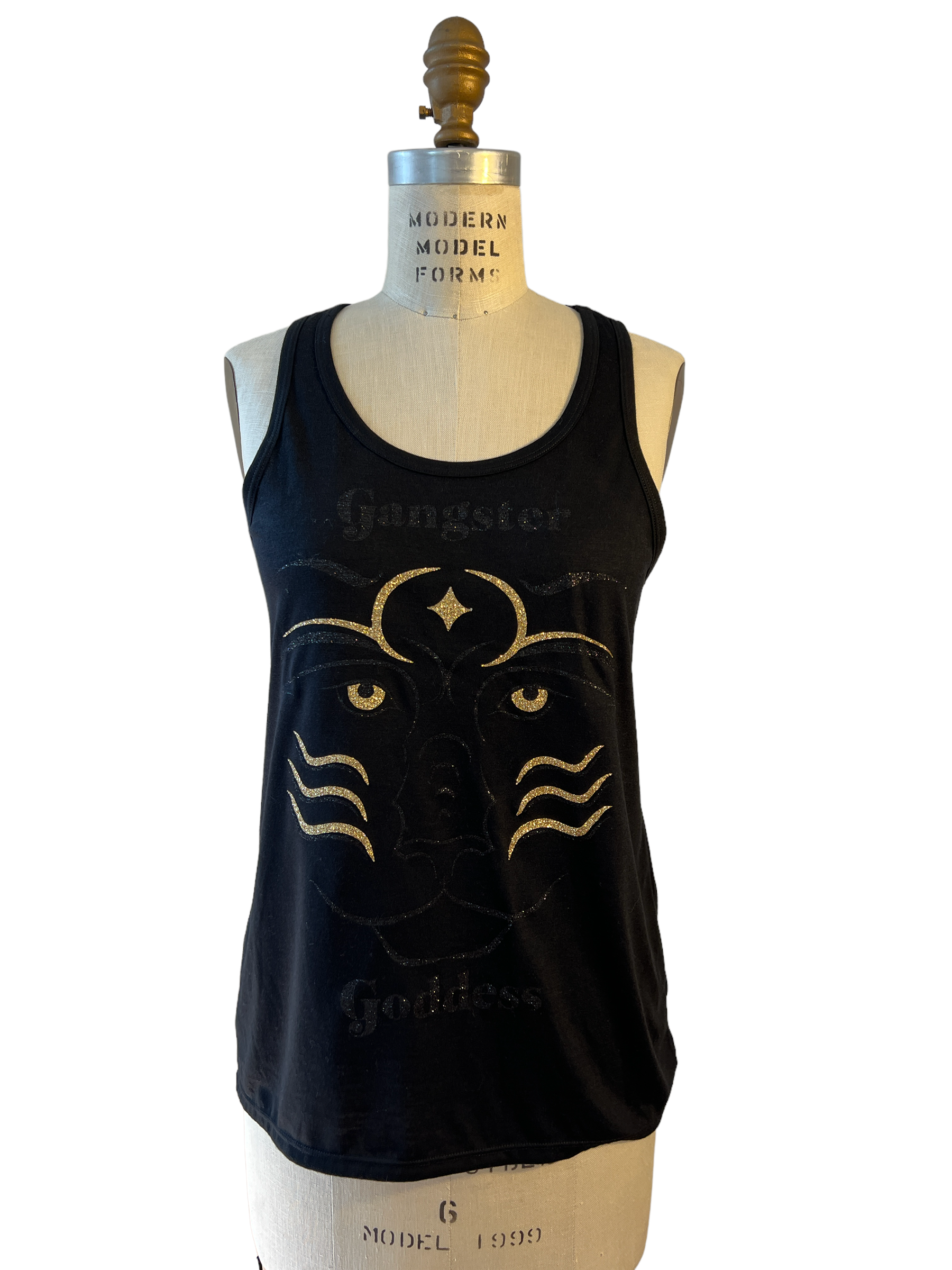 Royal Tiger Tank Top SSS "Calm is..." Black/Gold Glitter