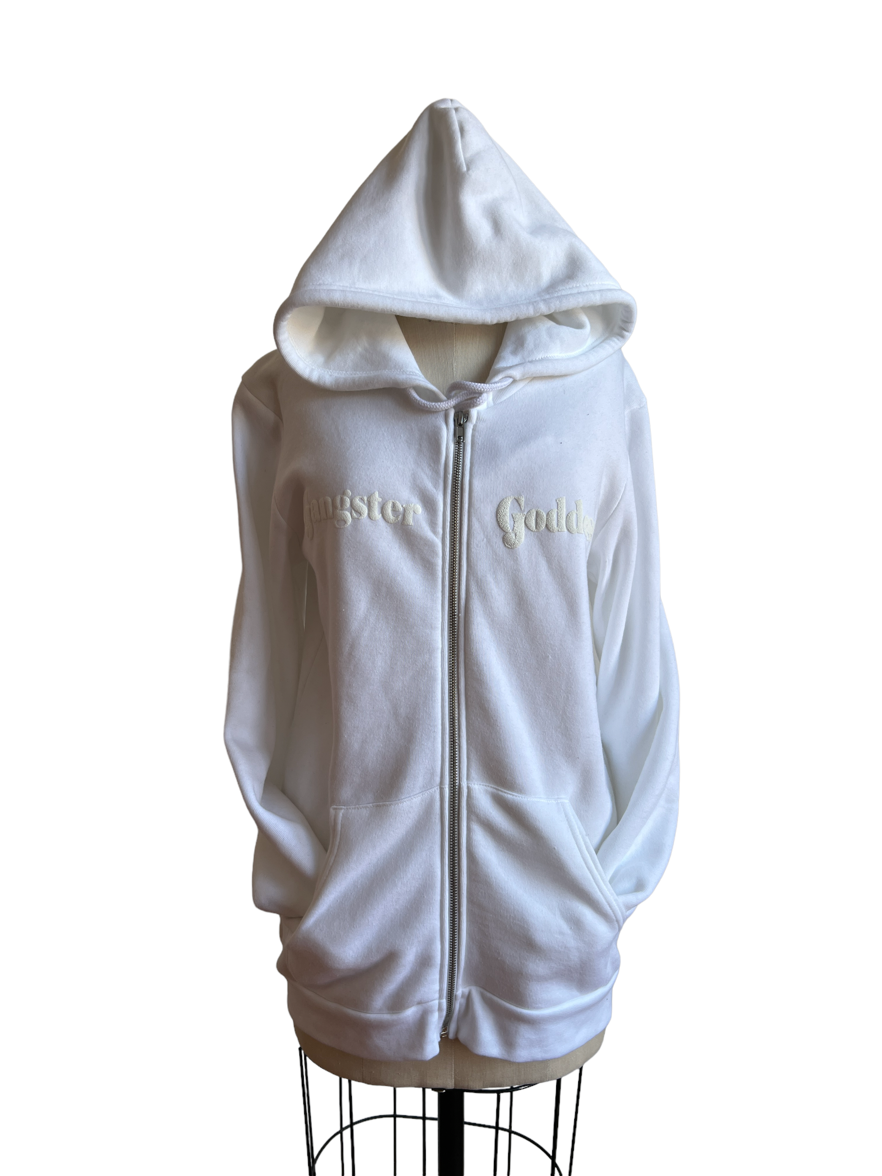 Imperial Tiger Unisex Zip Hoodie-White/White Puff