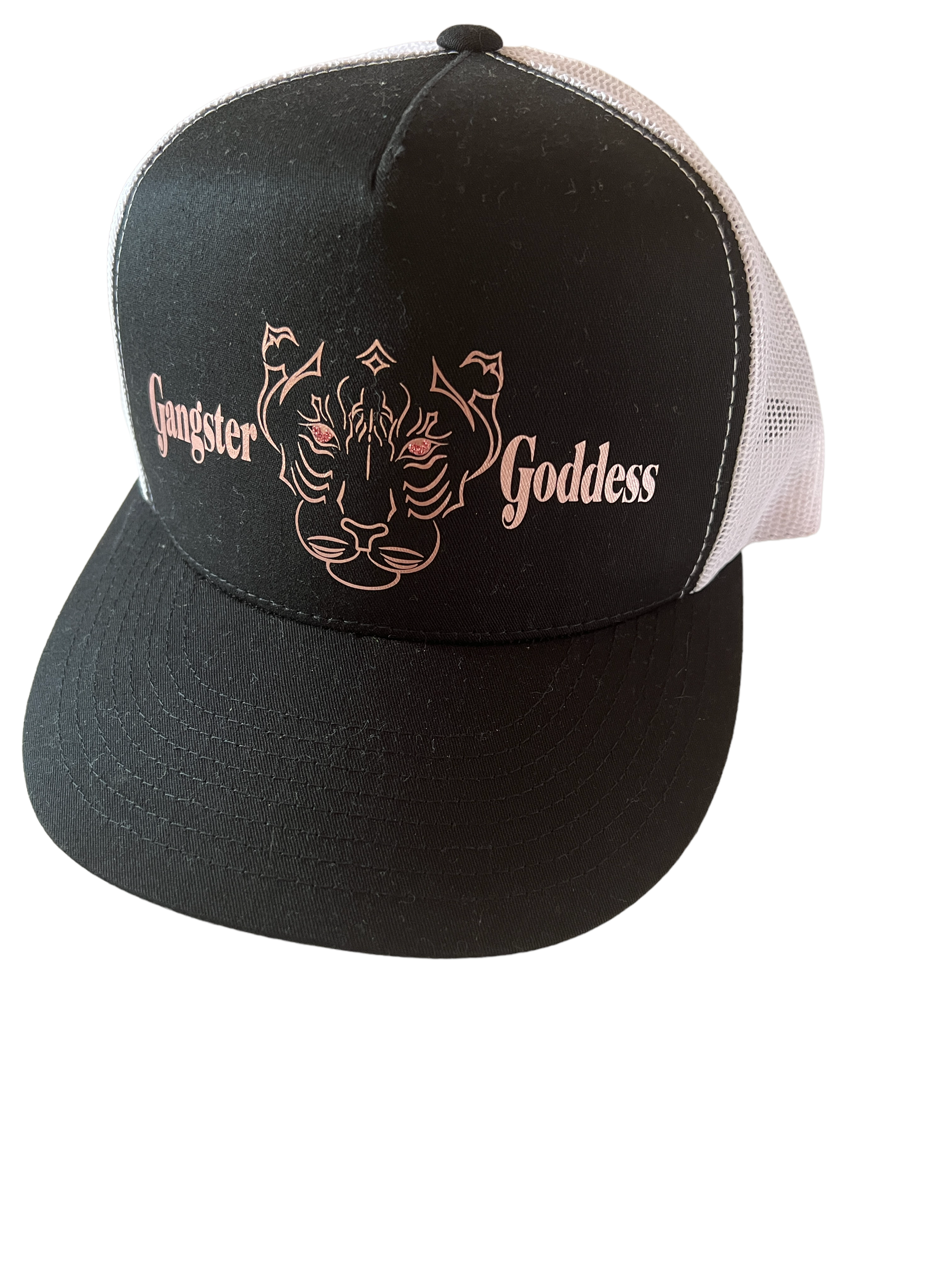 Imperial Tiger Trucker Hat-Black/Rose Gold Metallic