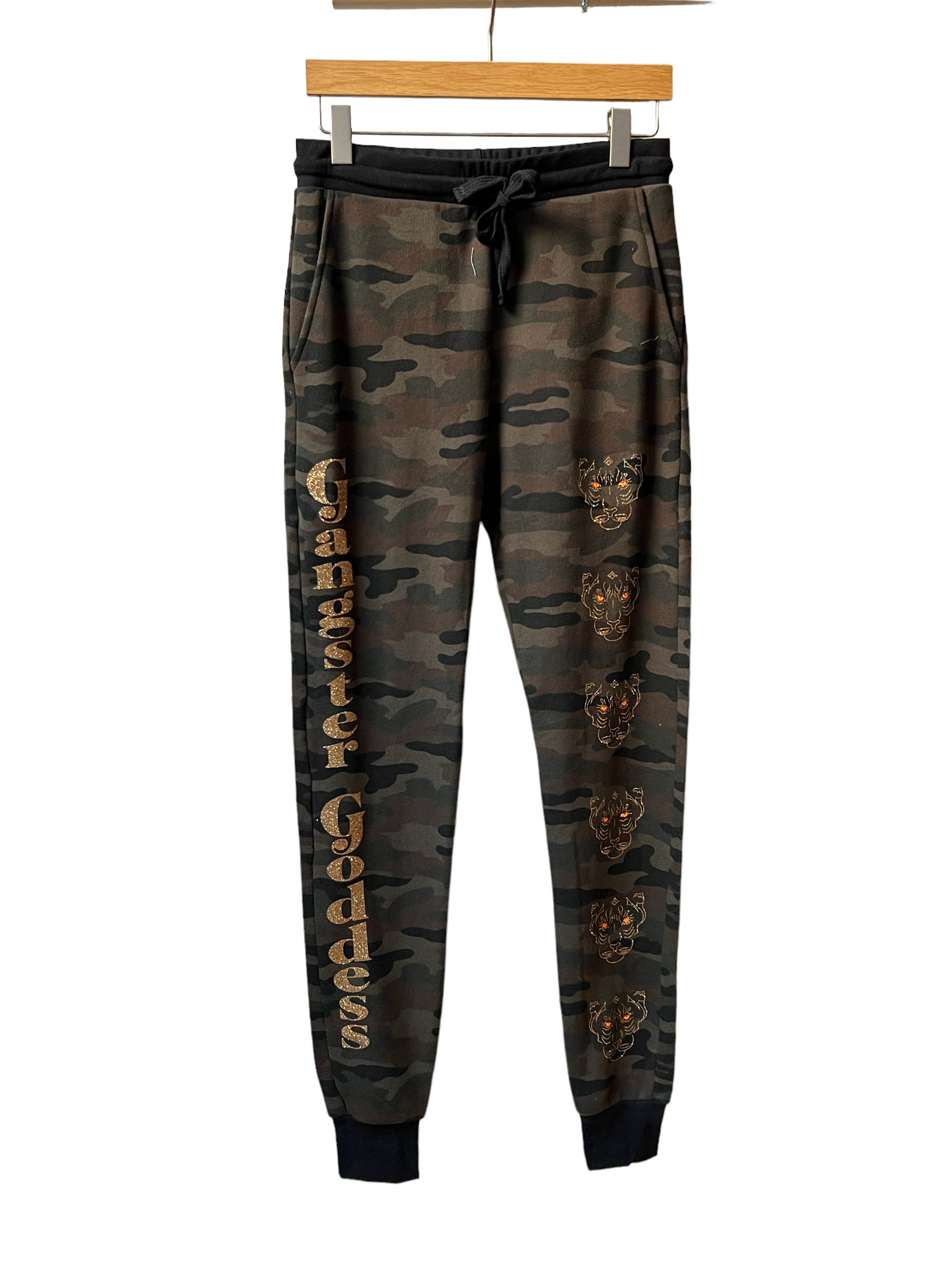 Imperial Tiger-Unisex Sweat Pants-Camo/Gold Glitter